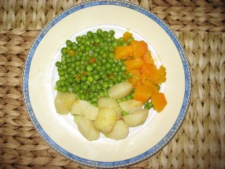 GUISANTES CON PATATA Y CALABAZA.