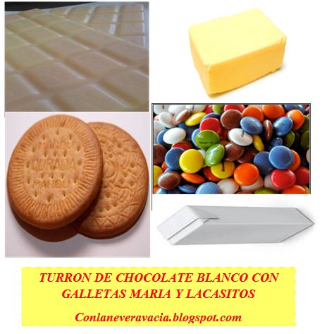 TURRON CHOCOLATE BLANCO CON  GALLETAS MARIA DORADA Y LACASITOS