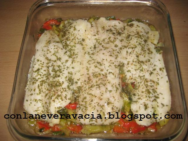 FILETE DE MERLUZA CON VERDURITAS AL MICROONDAS